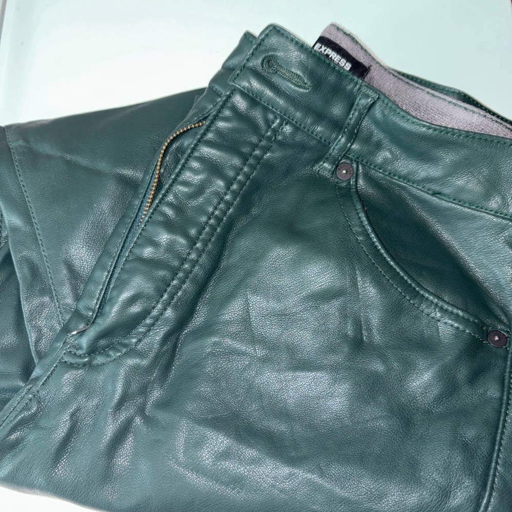 Express Dark Green Faux Leather pants